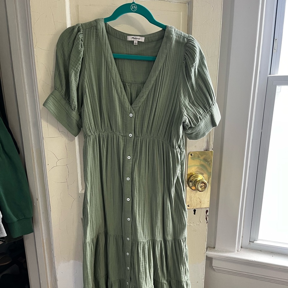 Madewell Cotton Dress Size 6 Sage Green